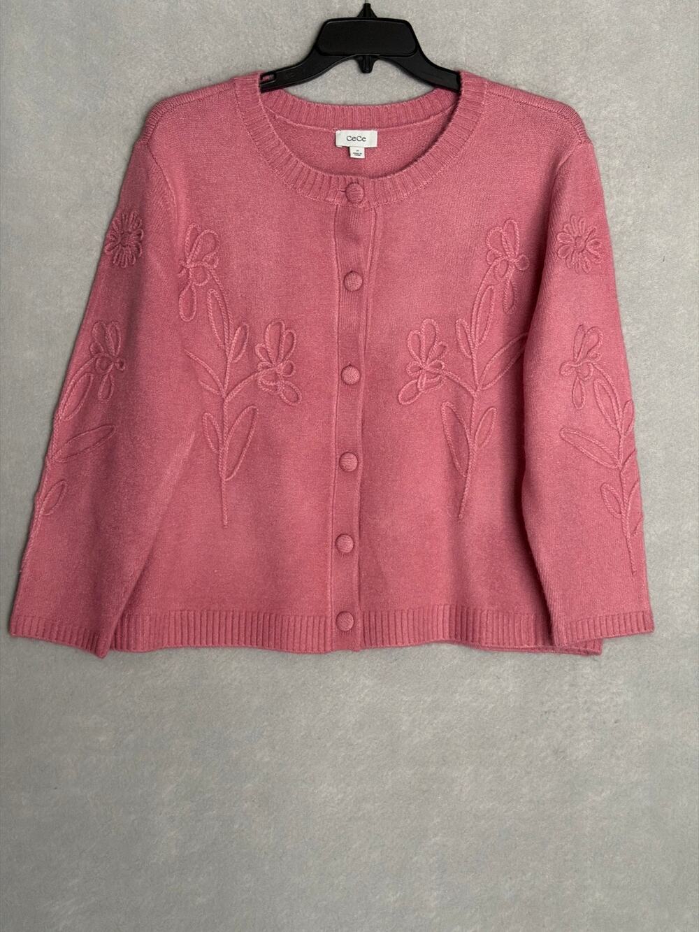 CeCe Floral Spaghetti Cardigan Long Sleeve in Rose Women's 2X NEW